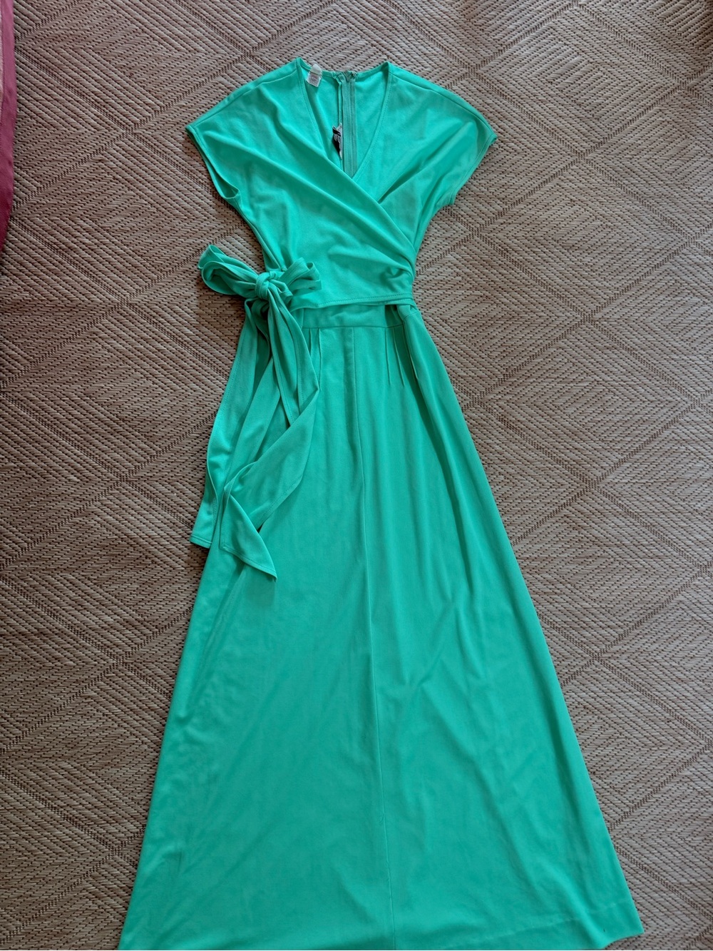 Vintage Parade New York Green Stretchy Faux Wrap Maxi Dress